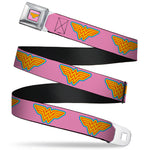 Wonder Woman Logo Full Color Pink Blue Yellow Pink Seatbelt Belt - Wonder Woman Logo Pink/Blue/Yellow/Pink Webbing