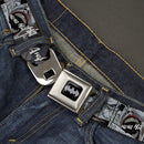 Batman Black Silver Seatbelt Belt - Joker Laughing CLOSE-UP Black/White Webbing