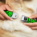 Riddler "?" Black Silver Seatbelt Buckle Collar - Question Mark Scattered Lime Green/Black