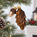 Oak Leaf and Acorn Glass Christmas Ornament