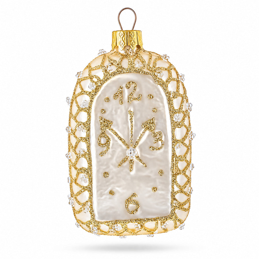 Vintage Gold Lace Clock Glass Christmas Ornament
