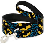 Dog Leash - Bat Signals Stacked w/CLOSE-UP Blue/Black/Yellow