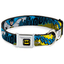 Batman Full Color Black Yellow Seatbelt Buckle Collar - Batman Scene1