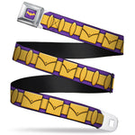 Bat Logo Full Color Purple Gold Seatbelt Belt - Batgirl Utility Belt Purple/Gold Webbing