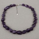 Amethyst Beaded Necklace, Genuine Raw Amethyst Beads Necklace for Women in Sterling Silver, February Birthstone Necklace, Gift for Mom