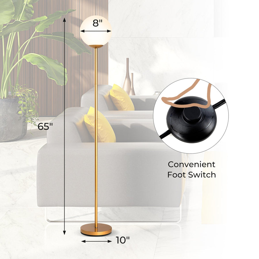 Glass Globe LED Floor Lamp with Glass Lampshade-Golden