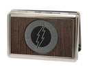 Business Card Holder - LARGE - Flash Logo Marquetry Black Walnut Metal