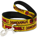 Dog Leash - DEADPOOL'S CHIMICHANGAS Flames Yellow/Black/Red