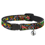 MARVEL COMICS Cat Collar Breakaway - Retro Marvel Comic Books Stacked CLOSE-UP