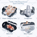 Convertible Bassinet with Removable Changing Table and Detachable Mesh Net-Grey