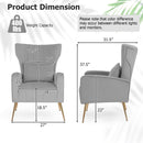 Velvet Upholstered Wingback Chair with Lumbar Pillow and Golden Metal Legs