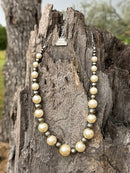 Graduated White Pearl and Sterling Silver Beaded Necklace