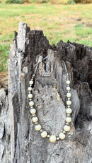 Graduated White Pearl and Sterling Silver Beaded Necklace
