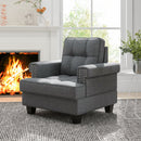 Mid-century Modern Accent Armchair Tufted Linen Club Chair