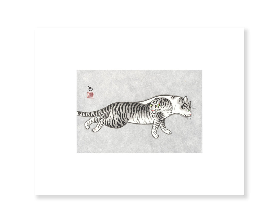 Grey Striped Tiger Cat Print