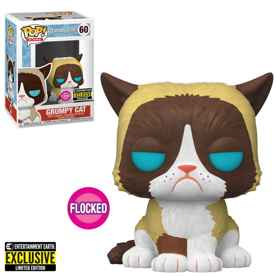 Funko POP! Icons: Grumpy Cat (Flocked) Vinyl Figure Entertainment Earth Exclusive [READ DESCRIPTION]