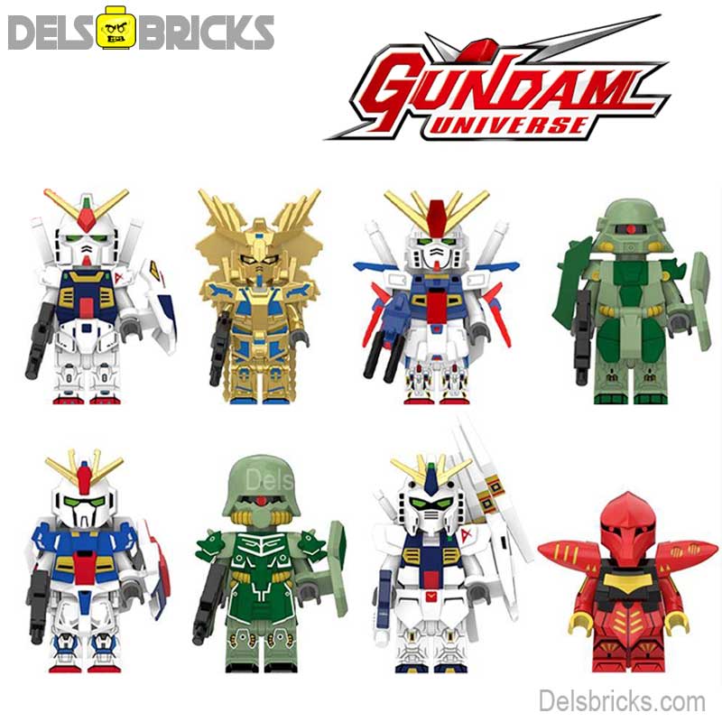 Gundam Anime Series Mech Suits set of 8 Lego Minifigures Custom Toys