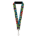 Lanyard - 1.0" - The Justice League 12-Superhero Group Pose Blues