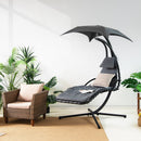 Hanging Curved Steel Swing Chaise Lounger with Removable Canopy