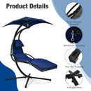 Hanging Curved Steel Swing Chaise Lounger with Removable Canopy