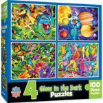 Glow in the Dark 100 Piece Jigsaw Puzzles - 4-Pack V2