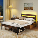 Heavy-Duty Metal Slats Support Bed Platform with Charging Station