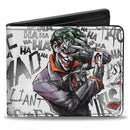 Bi-Fold Wallet - Joker BRILLIANT-TWISTED-INSANE-MAD PSYCHO Pose Cards White Grays