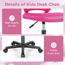 Height-adjustable Ergonomic Kids Desk Chair with Universal Casters-Pink