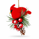 Red Cardinal On Snowy Pinecone Felt Fabric Christmas Ornament