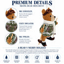 Skiing Brown Bear Felt Fabric Christmas Ornament