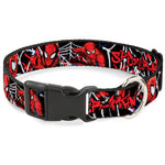 Plastic Clip Collar - SPIDER-MAN/3-Poses/Spider Web Sketch Black/White/Red