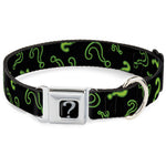 Riddler "?" Black/Silver Seatbelt Buckle Collar - Question Mark Scattere2 Black/Neon Green