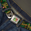 Poison Ivy Pin-Up Face Full Color Seatbelt Belt - POISON IVY Bombshell Poses Greens/Reds Webbing