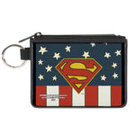 Canvas Zipper Wallet - MINI X-SMALL - Superman Shield Americana Red White Blue Yellow