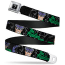 Riddler "?" Black Silver Seatbelt Belt - The Riddler w/Batman Silhouette Webbing