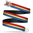 Wonder Woman Logo Full Color Red Seatbelt Belt - Wonder Woman Stripe/Stars Red/Gold/Blue/White Webbing