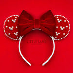Red Velvet & Pearls Mickey Ears