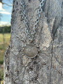 Silver Horse Coin Double Chain Necklace