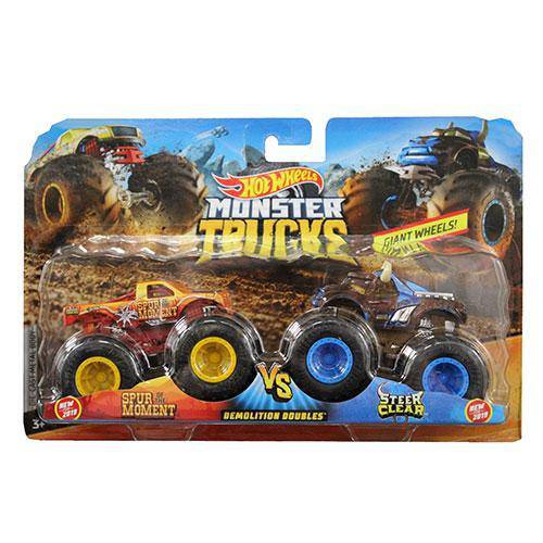 Hot Wheels Monster Trucks 1:64 Demolition Doubles 2-Pk - Spur Moment Vs Steer Clear