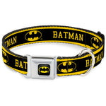 Batman Full Color Black Yellow Seatbelt Buckle Collar - BATMAN/Logo Stripe Yellow/Black