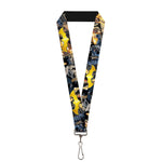 Lanyard - 1.0" - Bat Shield Urban Legend Action Poses Fire Full Color Golden Yellow