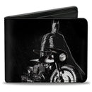 Bi-Fold Wallet - The Batman and Batcycle Pose Black White