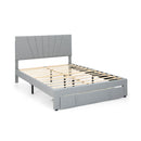 Full/Queen Size Upholstered Bed Frame with Drawer and Adjustable Headboard