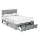 Full/Queen Size Upholstered Bed Frame with Drawer and Adjustable Headboard