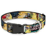 Plastic Clip Collar - DC LEAGUE OF SUPER-PETS 6-Superhero Pet Poses Collage Yellows