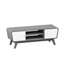 Sliding Door TV Stand with Adjustable Shelf for TVs up to 55 Inch
