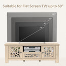 55 Inch Retro TV Stand Media Entertainment Center with Mirror Doors and Drawer