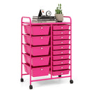 15-Drawer Utility Rolling Cart with Drawers Multi-Use Storage-Icecream Multicolor