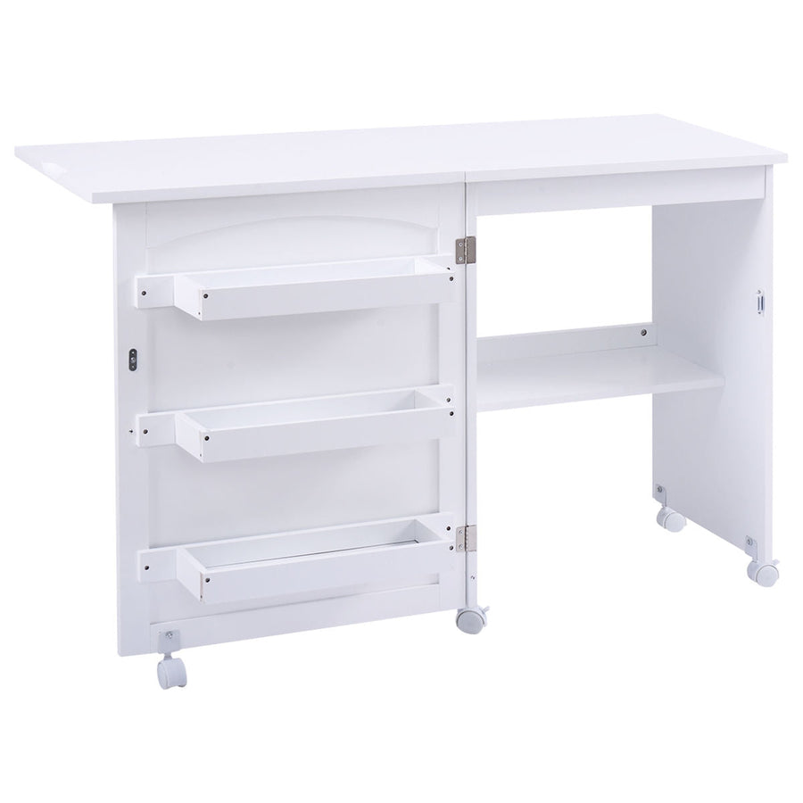 Folding Sewing Craft Table Shelf Storage Cabinet Home Furniture
