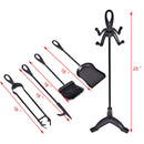 5 Pieces Rustic Heavy Duty Compact Wrought Iron Fireplace Tools Set